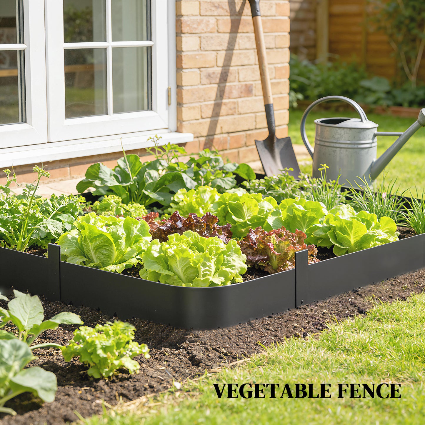 5pcs Garden Fence, Metal Picket Fence Panels, 102x20cm, Black