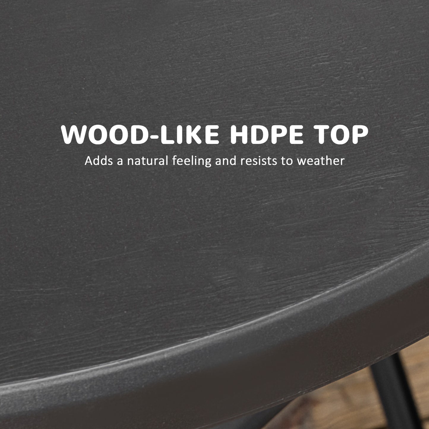 Foldable Round Garden Table for 4, Outdoor Dining Table with HDPE Tabletop and Steel Frame, 80 x 80 x 73 cm, Dark Grey