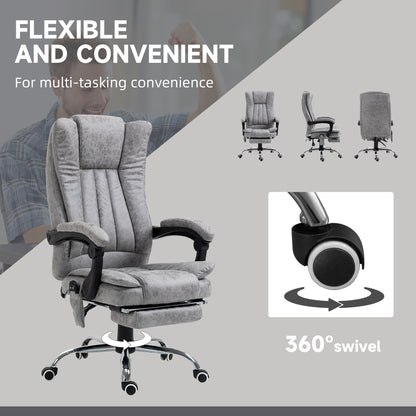 Office Chair with Massage and Heat, Microfibre Reclining Computer Desk Chair with Footrest and Adjustable Height