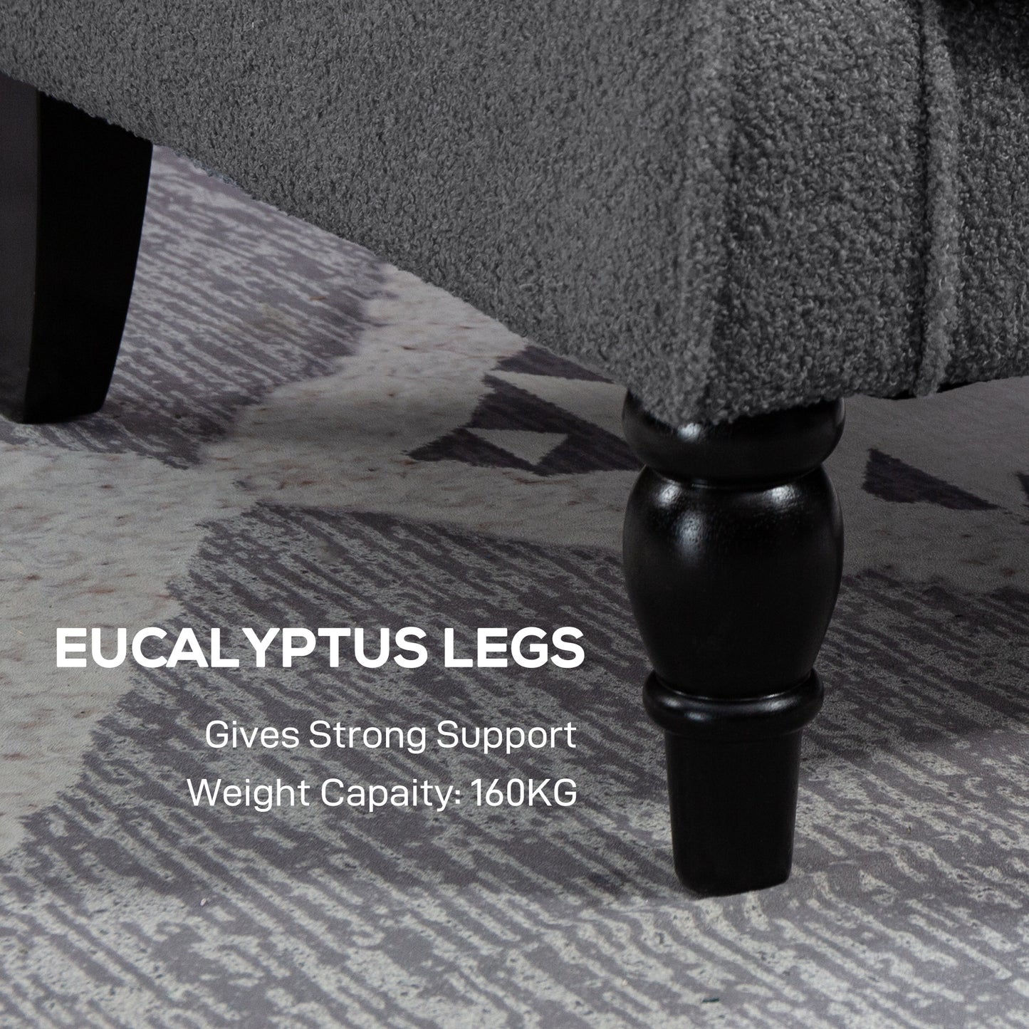 Teddy Fleece Retro Wingback Chair - Grey
