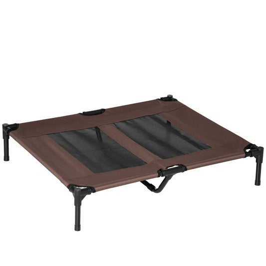 Large Raised Dog Bed Cat Elevated Lifted Cooling Portable Camping Basket Outdoor Indoor Mesh Pet Cot Metal Frame Brown