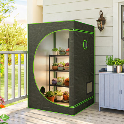 Grow Tent 120 x 120 x 200 cm, Reflective Mylar Hydroponic Growing Tent with 600D Oxford Fabric, Observation Window, Vent