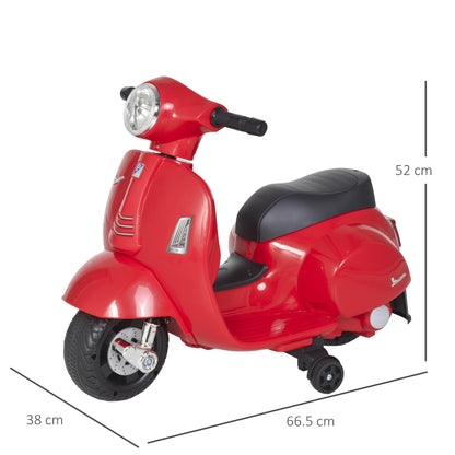 Vespa Licensed 6V Kids Electric Motorbike Ride On Motorcycle Battery Powered for 18-36 Months with Horn Light Red