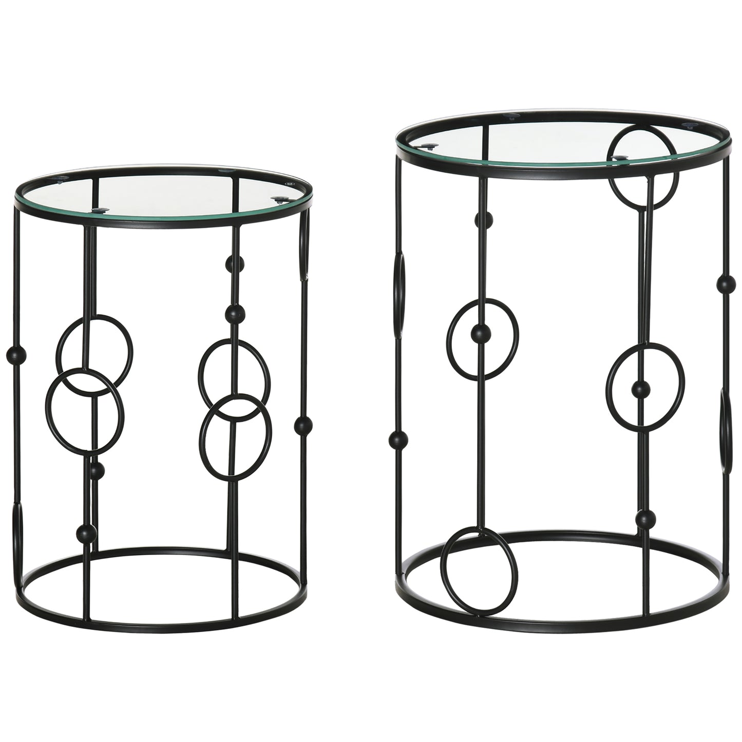 Nesting Round Coffee Table Set of 2 - Black