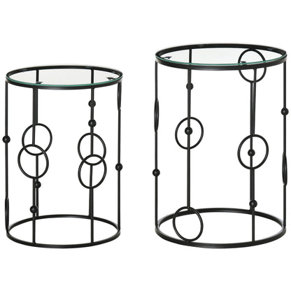 Nesting Round Coffee Table Set of 2 - Black