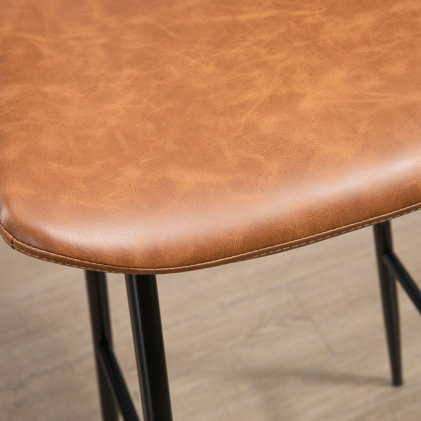 Bar Stools Set of 2, PU Leather Upholstered Bar Chairs, Breakfast Kitchen Counter Chairs with Backs