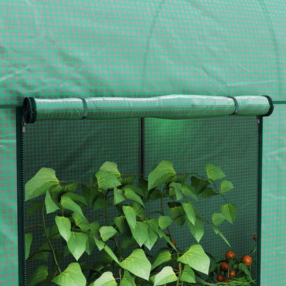 200 x 100cm Walk-In Greenhouse, with Zipped Doors - Green