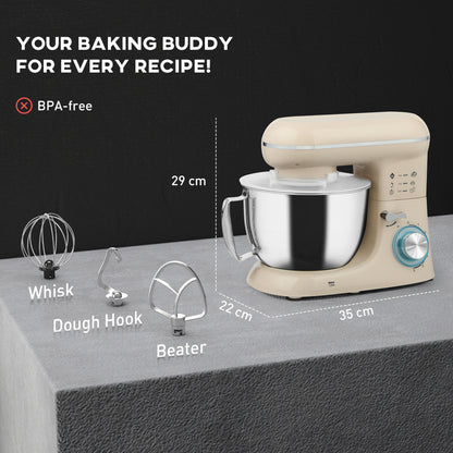 1300W Kitchen Stand Mixer, with Accessories - Beige