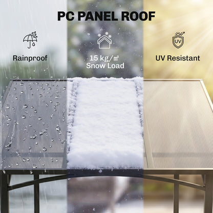 246 x 149cm Outdoor BBQ Protective Gazebo Tent Aluminium Steel Frame w/ 2 Shelves Hardtop Roof Canopy Ground Stakes Safe Cook