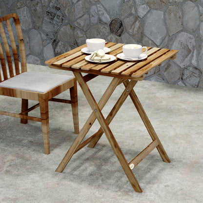 Outdoor Coffee Table Foldable Wooden Garden Table for Patio Balcony Natural Wood