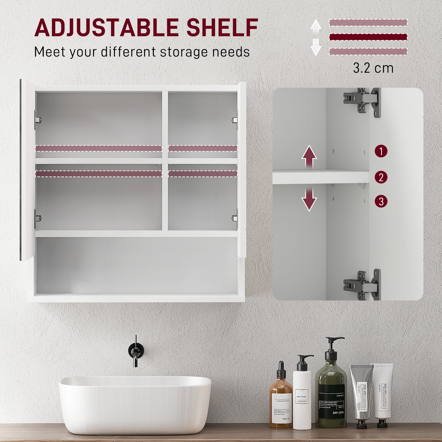 Wall Mounted Bathroom Storage Cupboard - White