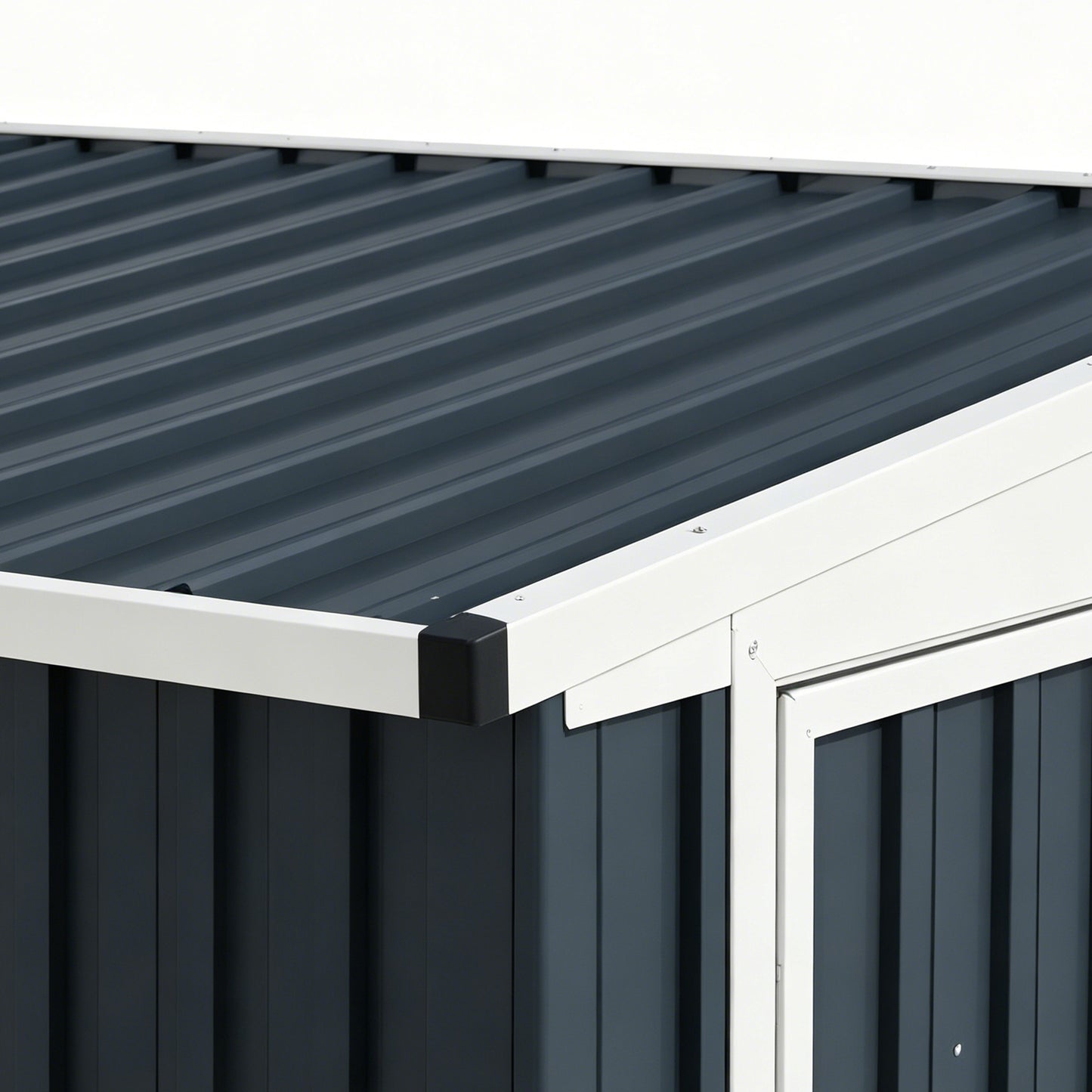7.6 x 4ft Lean to Garden Metal Shed, Outdoor Storage Shed with Window, 2 Vents and Lockable Door for Garden, Dark Grey
