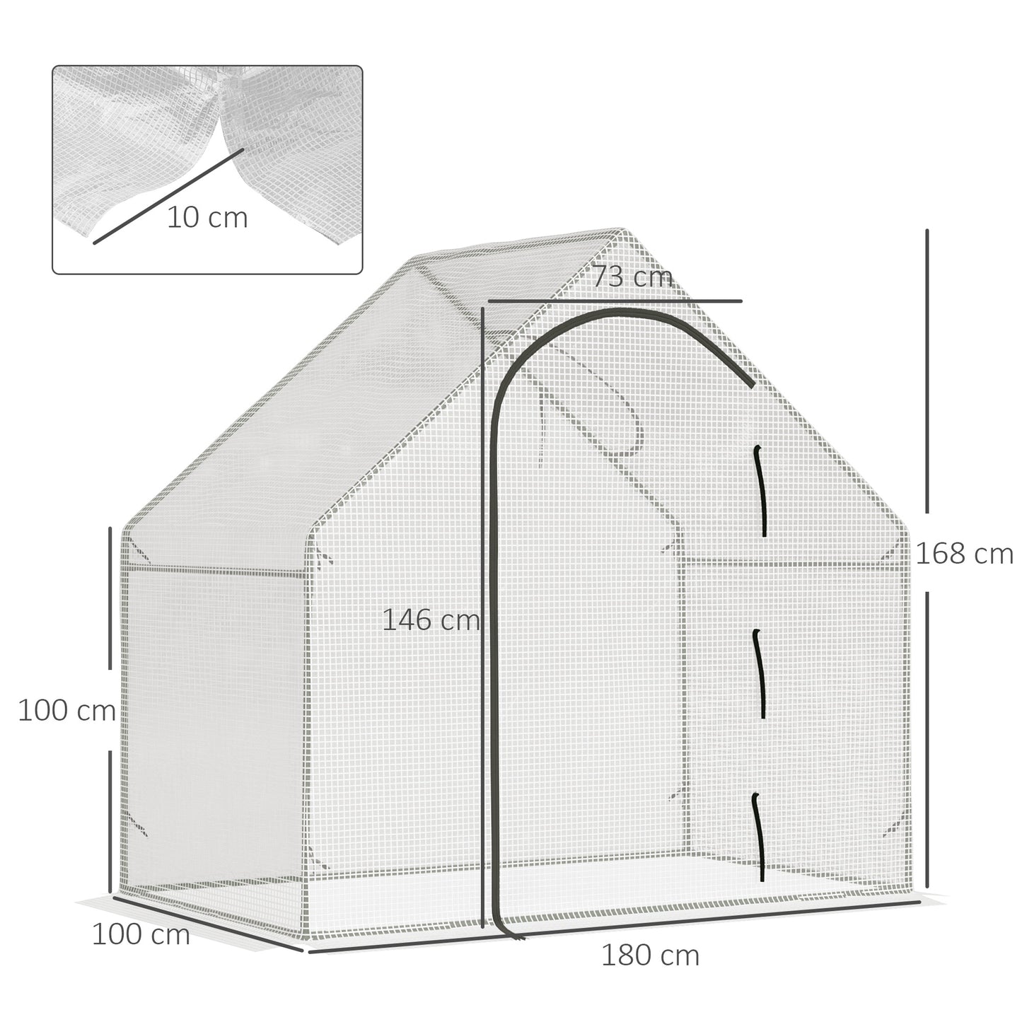 Walk In Tomato Greenhouse Garden Outdoor Mini Greenhouse Flower Planter Steel Frame with Zipped Door & Window, PE Cover