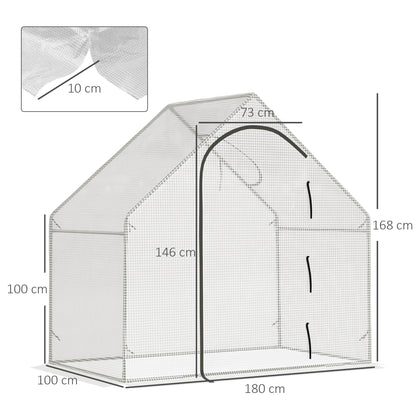 Walk In Tomato Greenhouse Garden Outdoor Mini Greenhouse Flower Planter Steel Frame with Zipped Door & Window, PE Cover