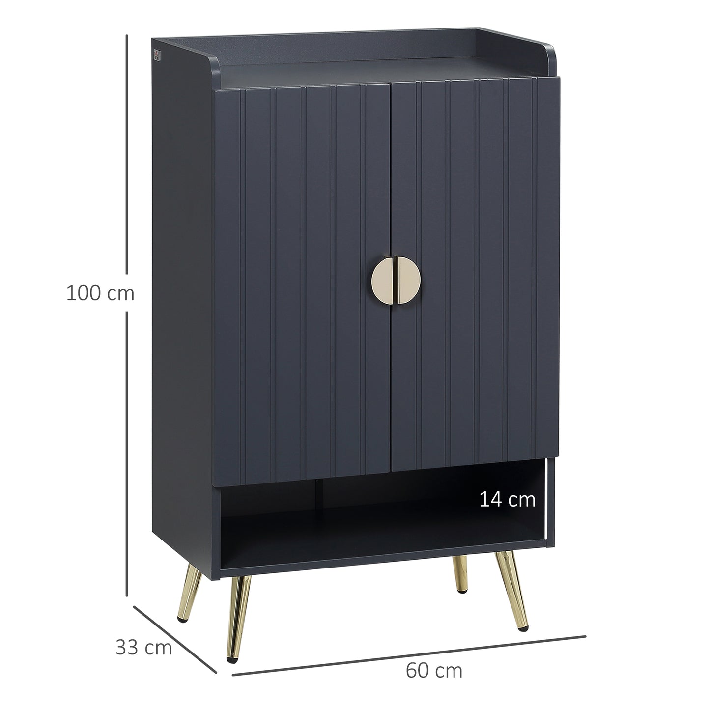 Modern Shoe Cabinet with 2 Doors, Open Shelf and Adjustable Shelves, 15 Pair Hallway Shoe Cupboard, Entryway Storage Unit