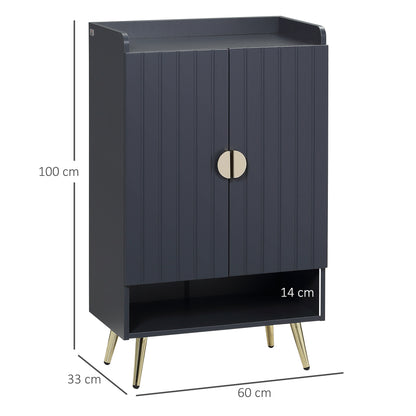 Modern Shoe Cabinet with 2 Doors, Open Shelf and Adjustable Shelves, 15 Pair Hallway Shoe Cupboard, Entryway Storage Unit