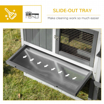 Rabbit Hutch Outdoor, 2-Tier Guinea Pig Hutch, Wooden Small Animal House with Rabbit Run Box, Slide-out Tray, Ramp