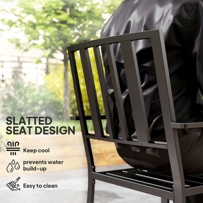 Set of Two Minimal Metal Garden Chairs - Black