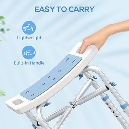 44-51.5cm Aluminium Frame Shower/Bath Stool - Light Blue