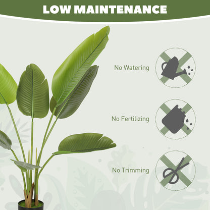109cm Artificial Bird of Paradise Plant, Faux Banana Leaf Tree with PEVA Leaves and Flocking