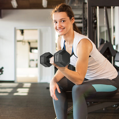 2x12.5KG Rubber Hex Dumbbell Portable Hand Weights Dumbbell Home Gym