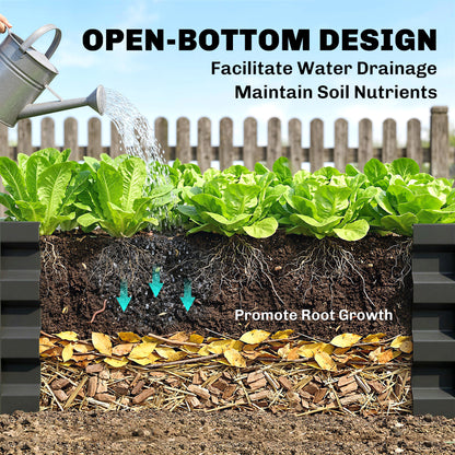 Set of 2 Raised Beds for Garden, Galvanised Outdoor Planters for Herbs Vegetables, Use for Patio Balcony, Grey
