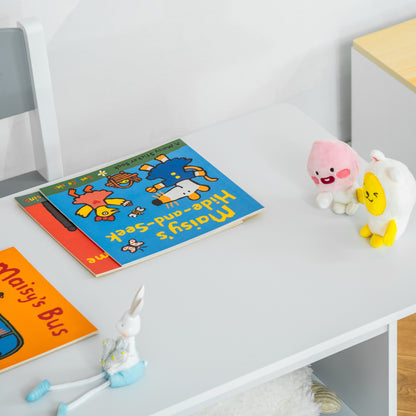 3 Pcs Kids Table & Chairs Set Mini Seating Furniture Home Playroom Bedroom Dining Room w/ Storage Drawers Safe Corners for 2