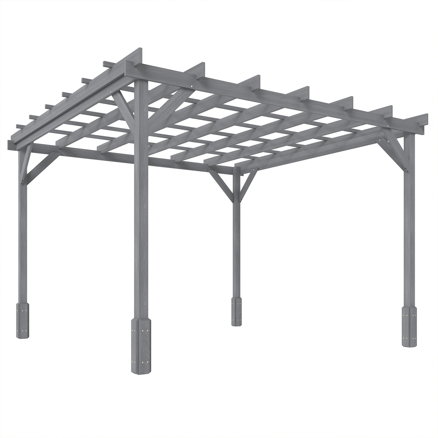 3 x 3 m Wooden Pergola Kit, Decorative Garden Gazebo Shelter with Stable Structure for Climbing Vines, Grey