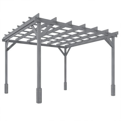 3 x 3 m Wooden Pergola Kit, Decorative Garden Gazebo Shelter with Stable Structure for Climbing Vines, Grey
