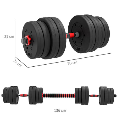 30kg 2 IN 1 Adjustable Dumbbells Weight Set, Dumbbell Hand Weight Barbell for Body Fitness, Lifting Training for Home