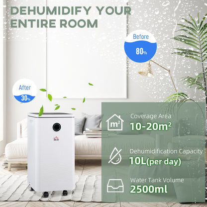 10L/Day Dehumidifier with WiFi Smart App Control, 2.5L Water Tank, Digital Display, Sleep Mode, 24H Timer