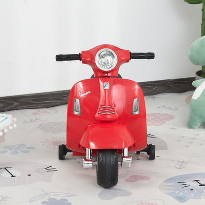 Vespa Licensed 6V Kids Electric Motorbike Ride On Motorcycle Battery Powered for 18-36 Months with Horn Light Red