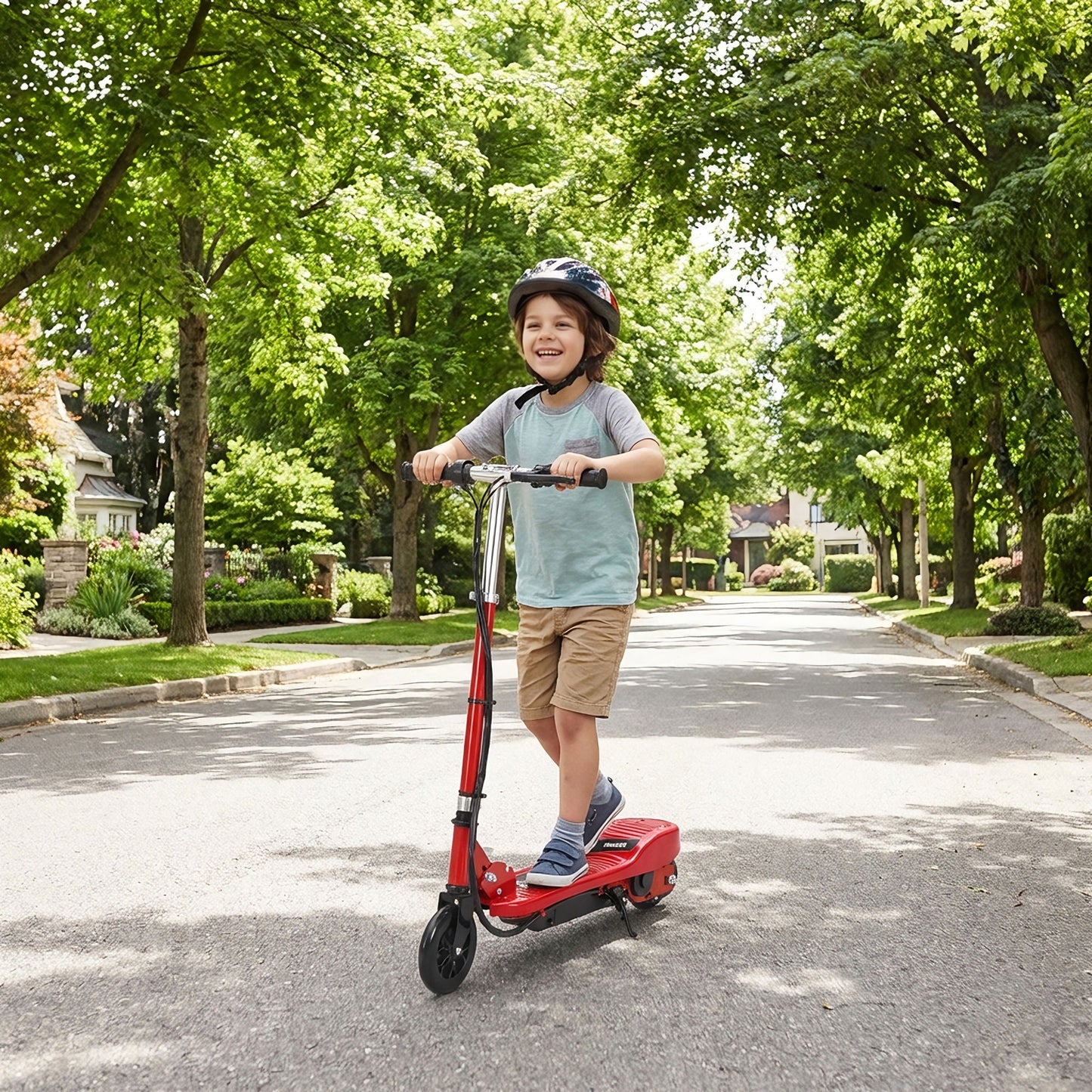 Folding Electric Scooter Rechargeable Kids Ride on 7-14 Age Red/Black