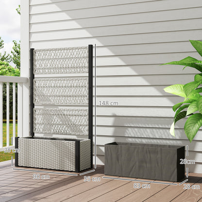 Garden Planter Box with Trellis, Liner for Climbing Plants, Vegetables, Flowers, Mixed-grey