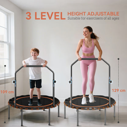 40" Foldable Fitness Trampoline Rebounder with Handle, Orange