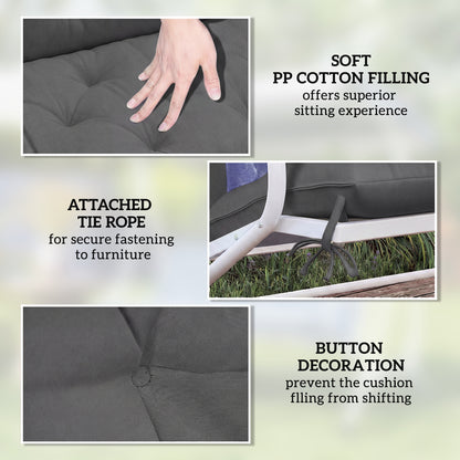 Garden Bench Cushion, 2 Seater Swing Chair Cushion, Seat Pad with Ties for Indoor and Outdoor Use, 110 x 120 cm, Black