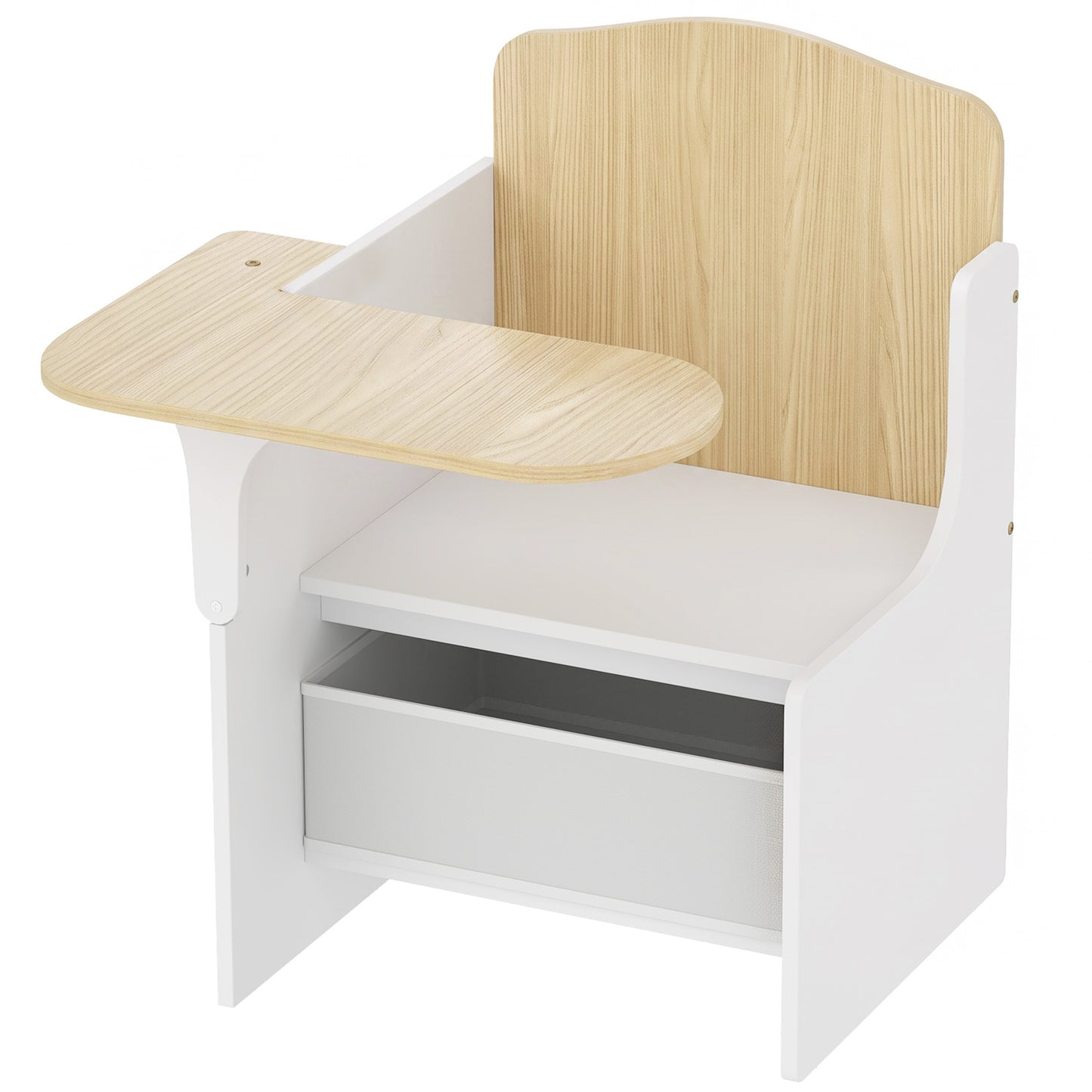 Kids Table and Chair Set, Children Desk and Chair with Storage Bins for Playing, Reading, Painting, for Ages 3-5, White