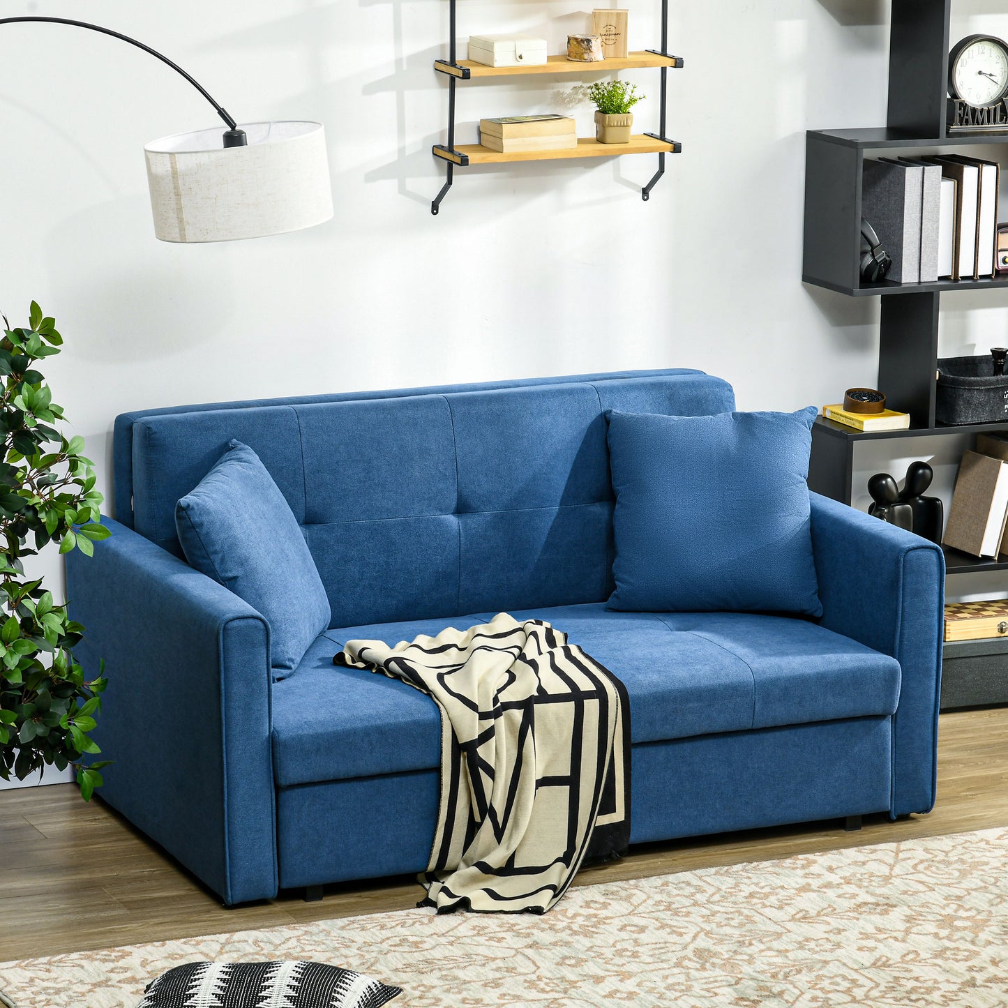2 Seater Sofa Bed with Hidden Storage, Pull Out Convertible Bed Settee