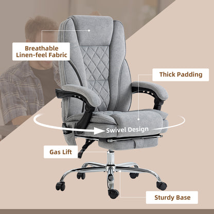 Massage Office Chair, Heated Reclining Computer Chair with Adjustable Height and Footrest, Grey