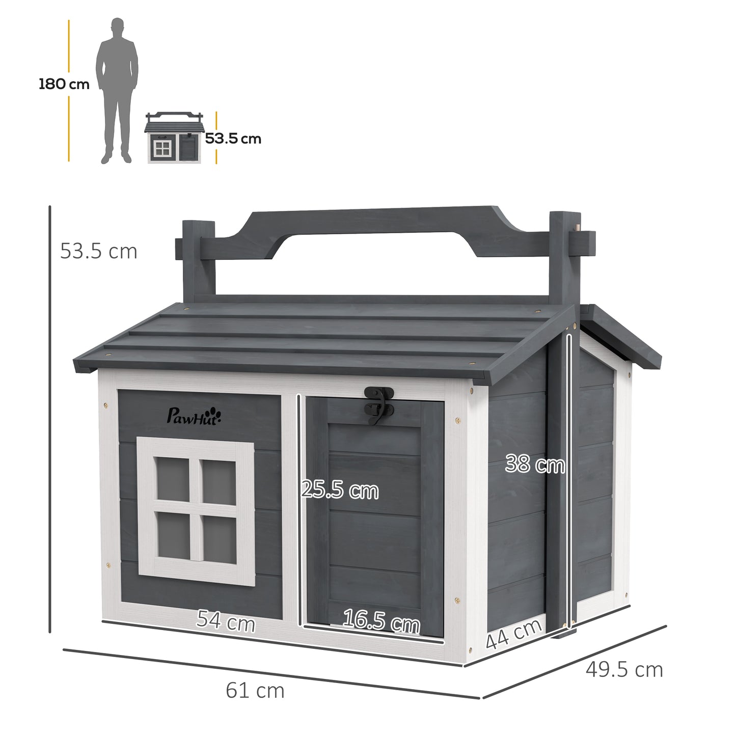 Indoor Rabbit Hutch, Portable Small Animal House Outdoor, with Top Handle, Openable Roof - Grey