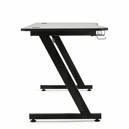 Gaming Desk 120 x 65 cm Steel Frame with Cup Holder, Headphone Hook, Adjustable Feet and Cable Organiser
