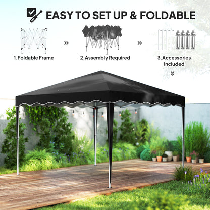 3 x 3cm Adjustable Height Pop-Up Gazebo, with Bag - Black