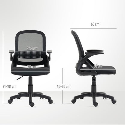 Breathable Mesh Office Chair, Ergonomic Swivel Computer Chair with Flip-up Armrests, Lumbar Back Support for Home/Office