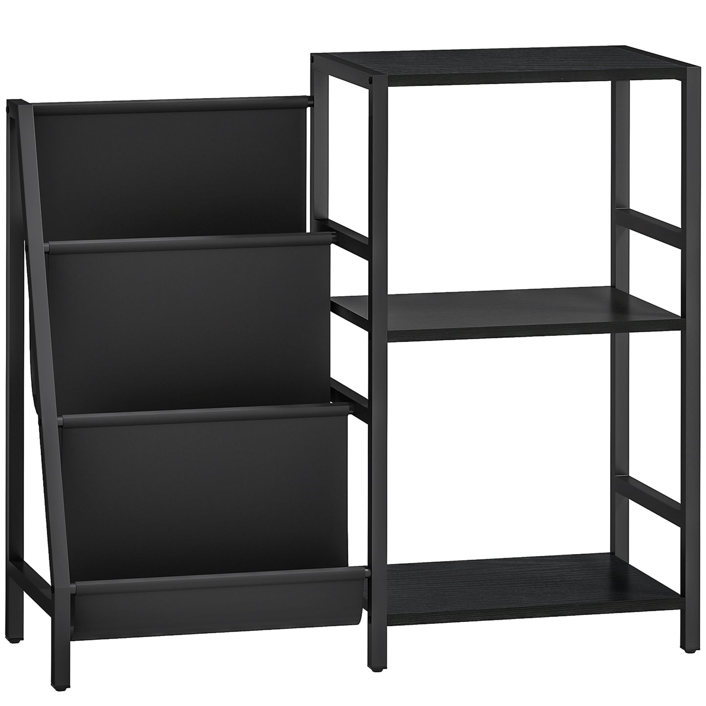 3-Tier Record Player Stand, End Table for Living Room, Bedroom - Black Wood Effect