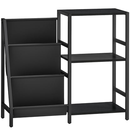 3-Tier Record Player Stand, End Table for Living Room, Bedroom - Black Wood Effect