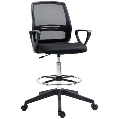 Drafting Chair, Ergonomic Tall Office Chair with Mesh Back, Lumbar Support, Adjustable Height and Foot Ring, Swivel Wheels