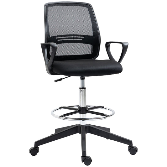 Drafting Chair, Ergonomic Tall Office Chair with Mesh Back, Lumbar Support, Adjustable Height and Foot Ring, Swivel Wheels