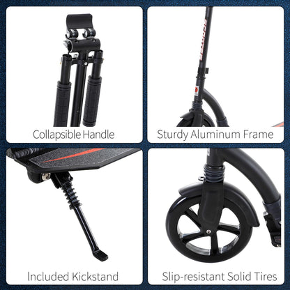 Foldable Kick Scooter with Double Shock Absorption and Big Wheels