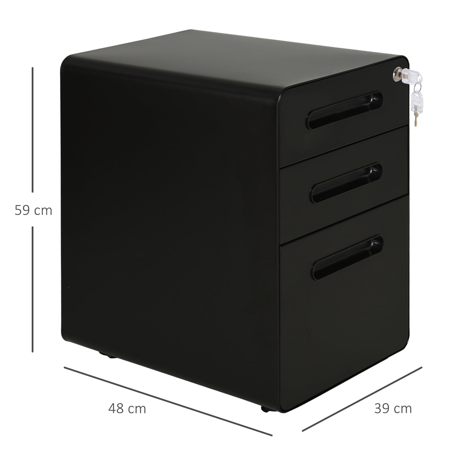 Lockable File Cabinet with 3 Drawers, Vertical Office Drawer for A4, Letter, Legal Size, Anti-tilt Design