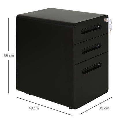 Lockable File Cabinet with 3 Drawers, Vertical Office Drawer for A4, Letter, Legal Size, Anti-tilt Design